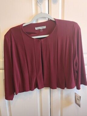 Danny & Nicole Woman's Wine Open-front Cropped Jacket, NWT, Size: PXL